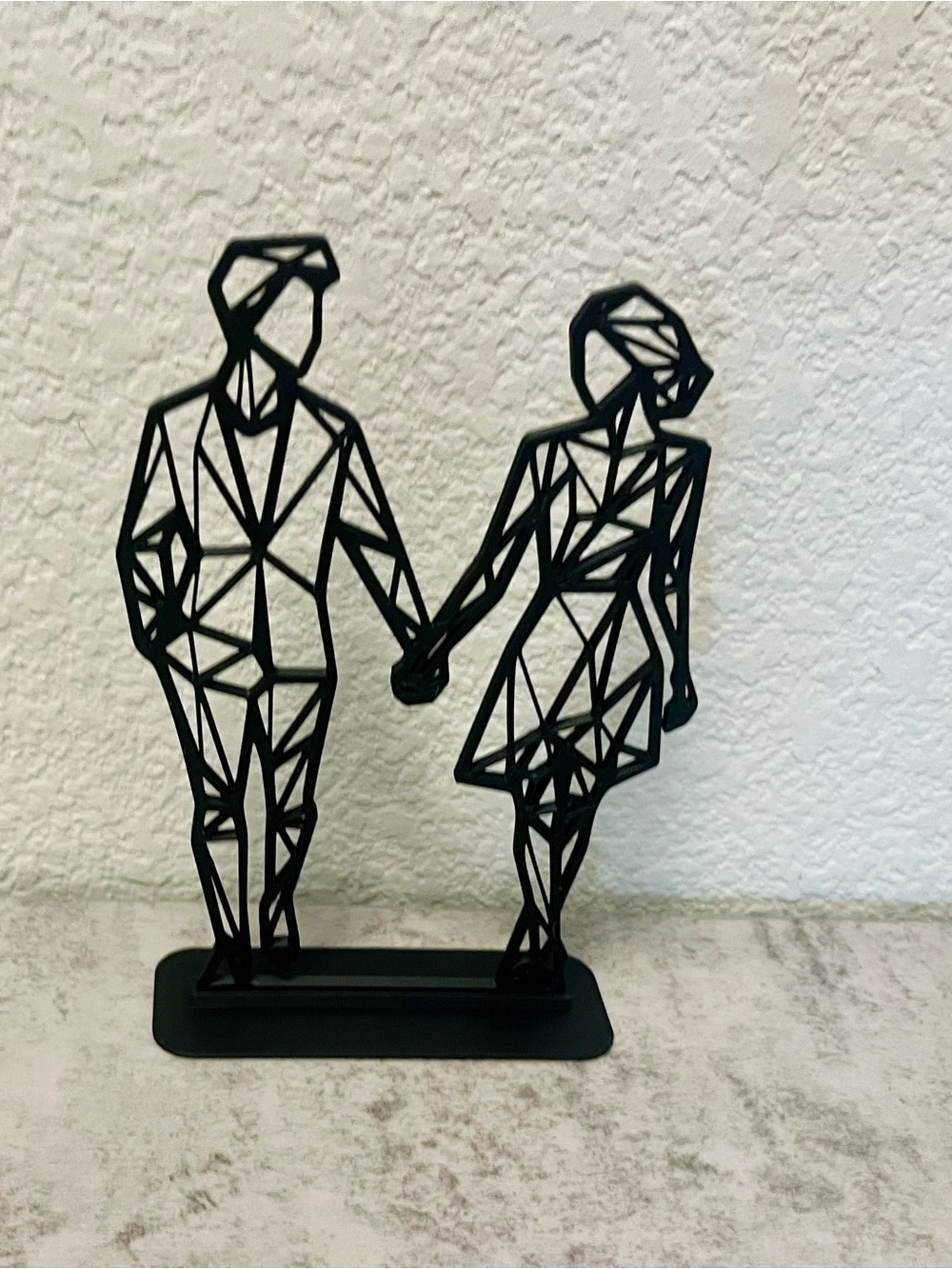 Modern Black Geometric Couple Sculpture - Home Art Decor
